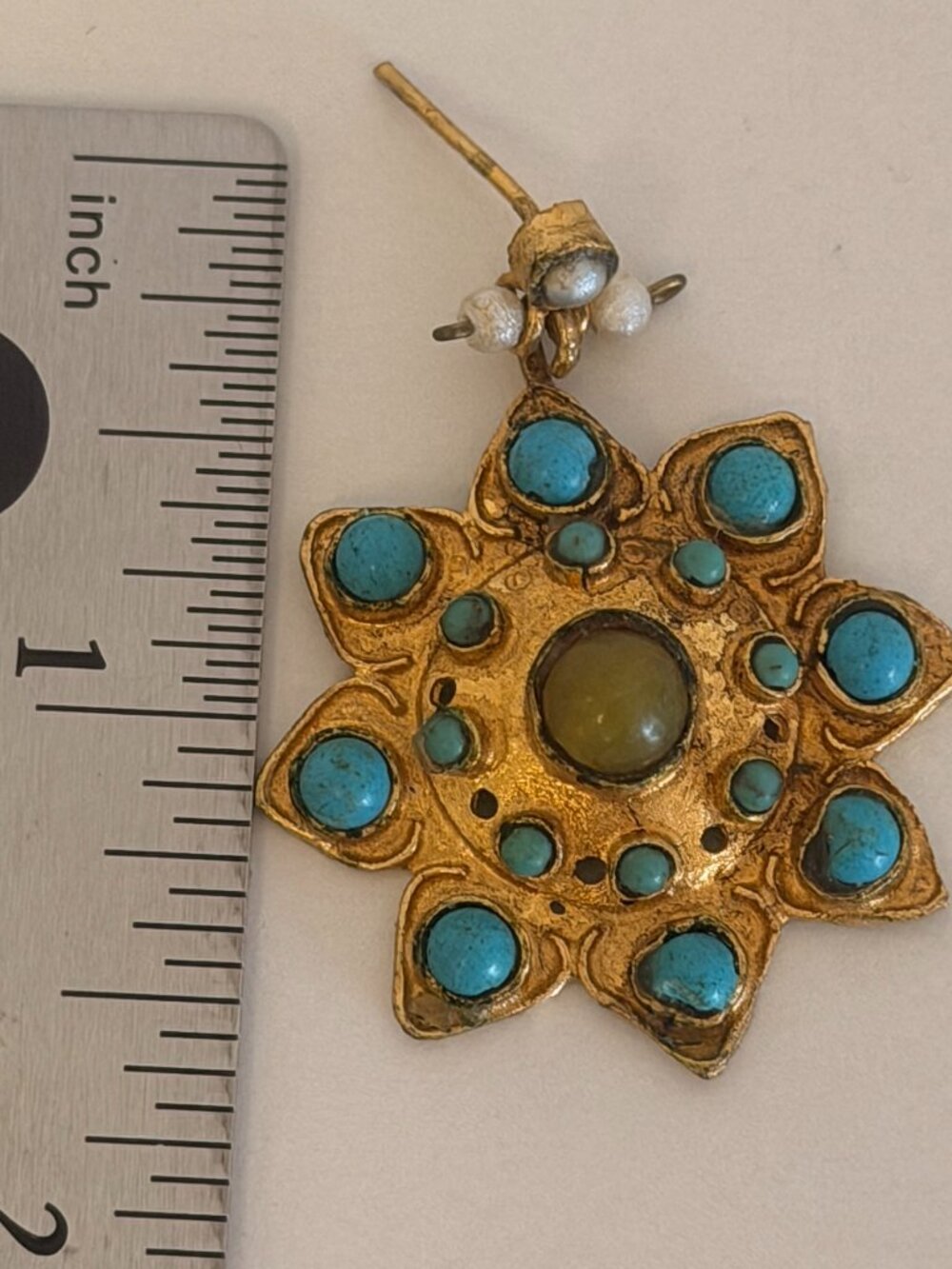 Traditional Turkish Ottoman Earrings Costume 24kt Gold over bronze - Picture 4 of 6